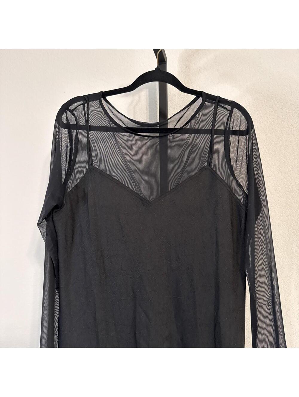 NWT DKNY Donna Karan New York Illusion Long-Sleeve Crushed Charmeuse Dress - XL - Picture 3 of 11